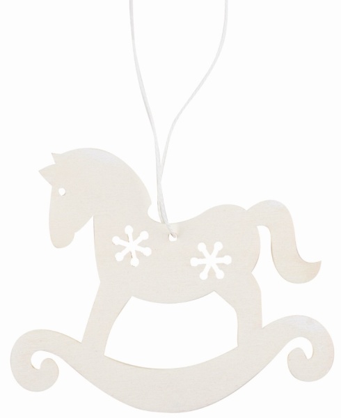 Vánoční dekorace -  HOUPACÍ KONÍK bílý (10cm)