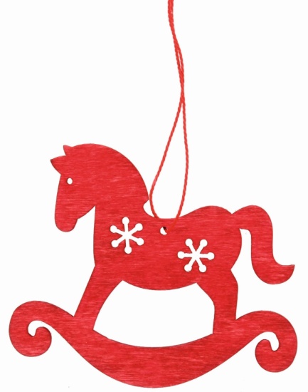 Vánoční dekorace - HOUPACÍ KONÍK červený (10cm)