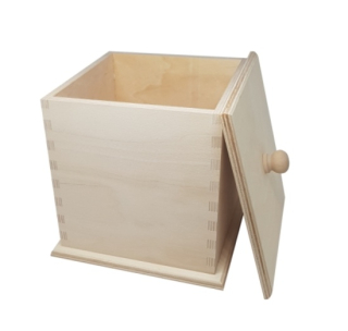 Dřevěná krabička dóza s víčkem (18x18x17,6cm)