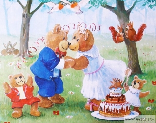Reprodukce - Medvědí svatba(20x25cm))