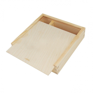 Dřevěná krabička na FOTKY 10x15cm - 2 PŘIHRÁDKY (18x18x5cm)