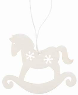 Vánoční dekorace HOUPACÍ KONÍK bílý (10cm)