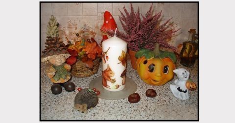 Decoupage na svíčky - podzimní dekorování svíček