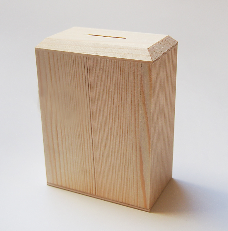 Dřevěná kasička - pokladnička ROVNÁ, otevírací