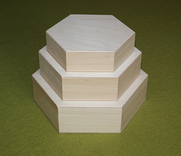 Dřevěné krabičky ŠESTIHRAN - SADA 3ks