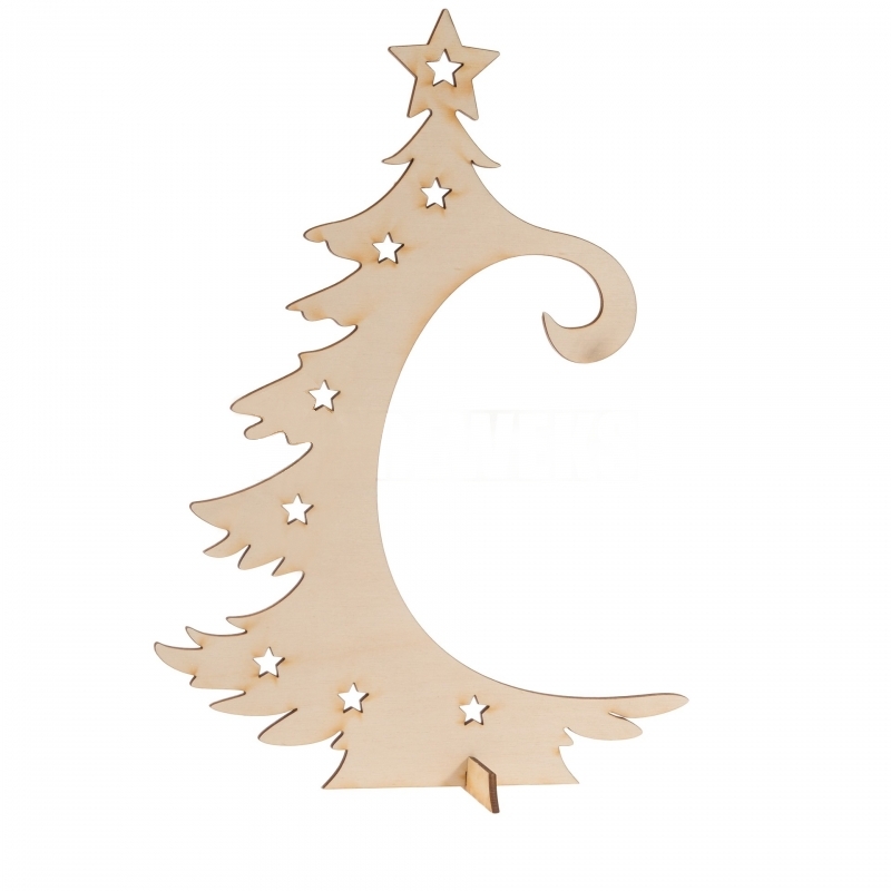 Vánoční dekorace stojánek na ozdobu VÁNOČNÍ STROM s hvezdičkami  (20x26cm)