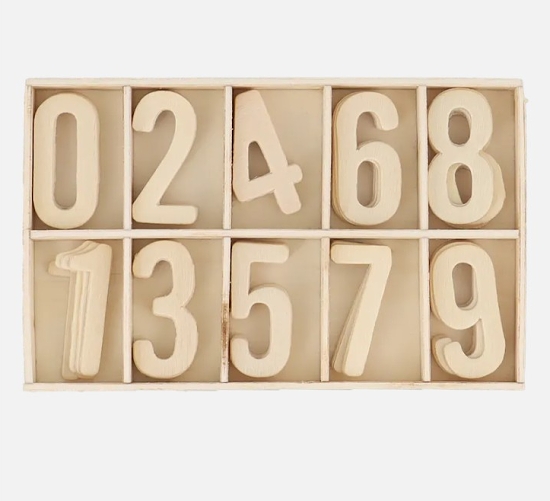 Dekorace dřevěné číslice NATUR (50ks)