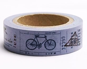 Dekorační páska WASHI - PARNÍK,KOLO,AUTO  1,5cm (10m)