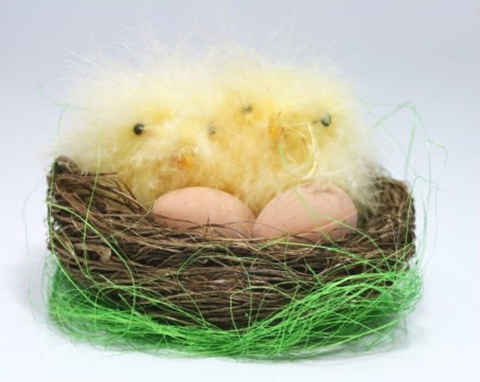 Velikonoční dekorace - Hnízdo a kuřátka