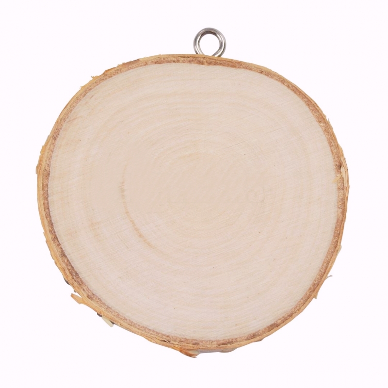 Dřevěné KOLEČKO Z BŘÍZY závěsné - plátek s kůrou (5-6cm)