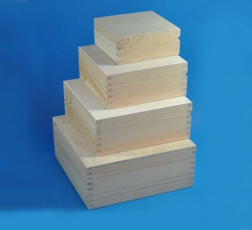 Dřevěné krabičky ČTVEREC, sada  4ks