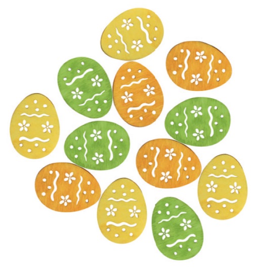 Velikonoční dekorace - KRASLICE 1, sada 12ks (3 barvy, 4cm)