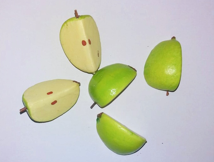 Dekorace - jablíčka zelená čtvrtky - 5ks