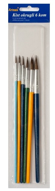 Štětce KULATÉ, SADA 6ks (velikost 1,2,4,6,8,10)
