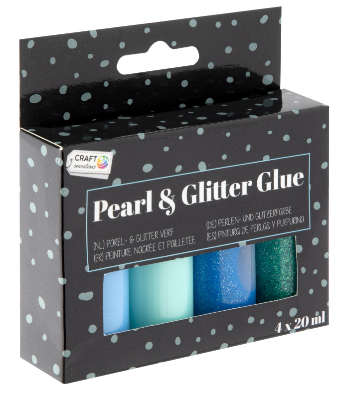 Glitrová a perleťová lepidla SADA - MODRO-ZELENÉ (4x20ml)