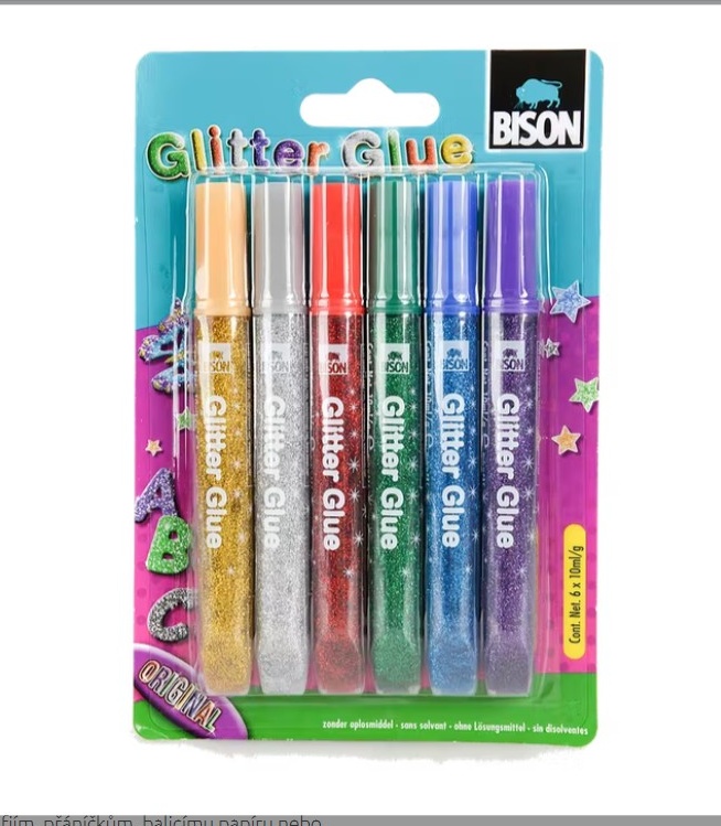 Glitrové lepidlo SE TŘPYTKAMI - SADA (6x10ml)