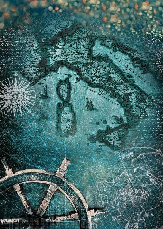 Rýžový papír na decoupage (A4)  KORMIDLO A MAPA