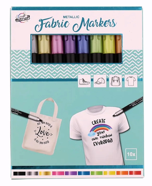 Metalické fixy NA TEXTIL, SADA 10ks