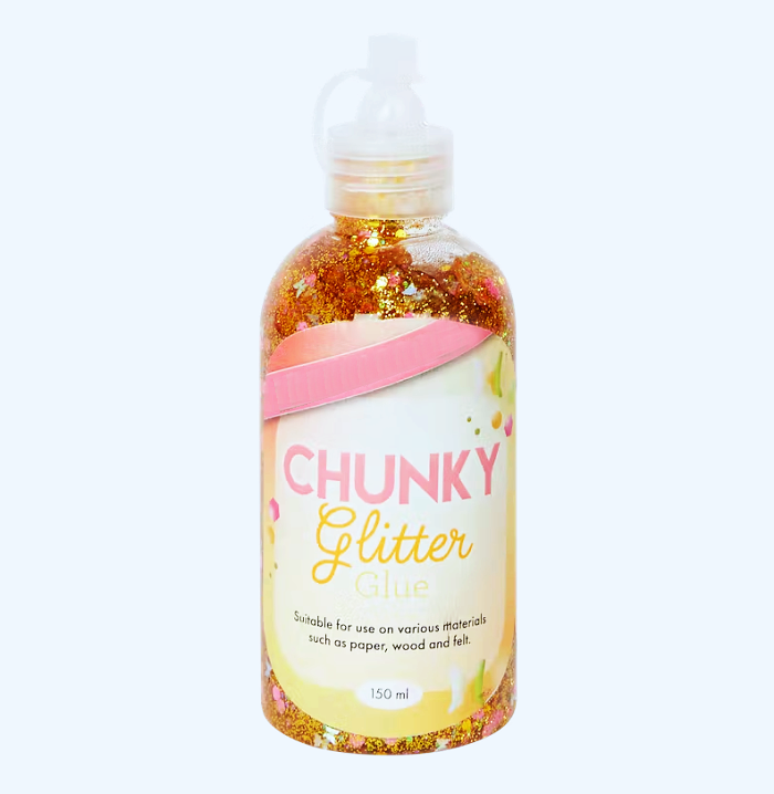 Glitrové lepidlo se třpytkami a konfetami - ORANŽOVÉ, 150ml 