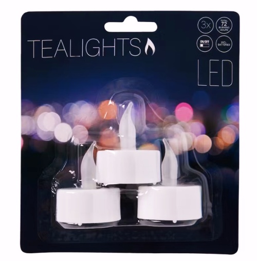 LED čajové svíčky 3ks + 3 baterie