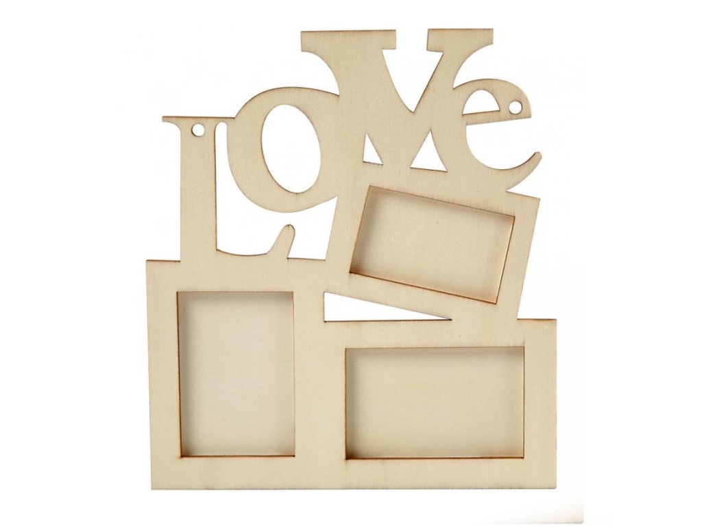 Dřevěný rámeček na fotky LOVE (19,7x16cm)