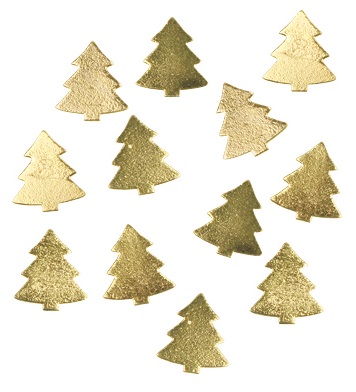 Vánoční dekorace STROMEČKY zlaté, 12ks (3cm)