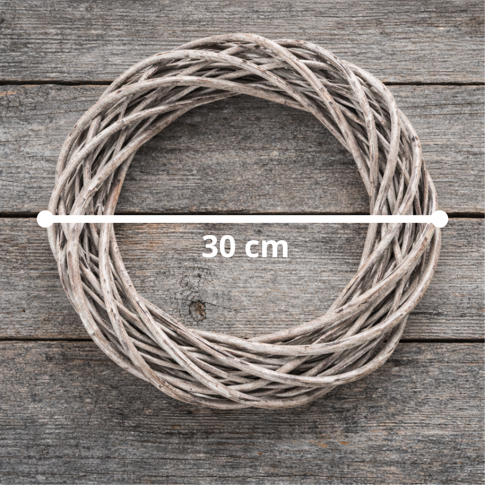 Proutěný věnec šedohnědý, 30 cm