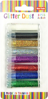 Třpytky - sypké glitry - SADA 8ks (8x1,8g)