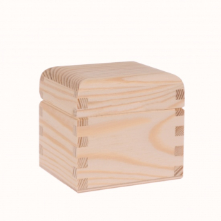 Dřevěná krabička ZAOBLENÁ - 1komora, bez zámku  (9,5x8x8cm