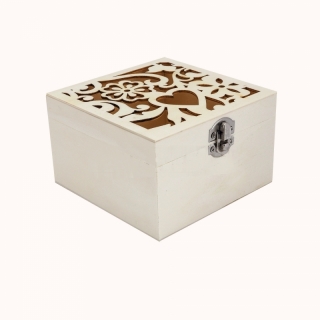 Dřevěné krabičky s ozdobným výřezem, SADA 2ks (13x13cm, 9,5x9,5cm)