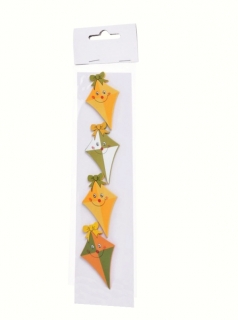Dřevěná dekorace DRAK samolepící - SADA 4ks (3,8x6cm)