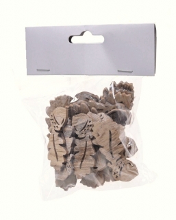 Dřevěné výřezy - LIST SE ŽALUDEM, sada 24ks (6,3x3cm)
