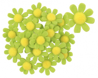 Dekorace - Květiny zelené, samolepící, 18ks (3,5cm)