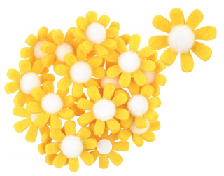 Dekorace - Květiny žluté, samolepící, 18ks (3,5cm)