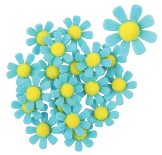 Dekorace - Květiny modré, samolepící, 18ks (3,5cm)
