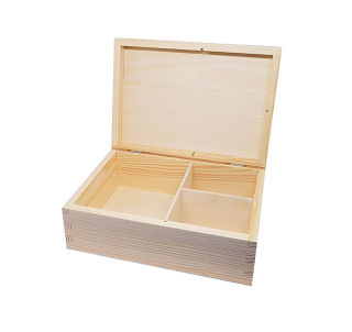 Dřevěná  krabička - šperkovnice 3 přihrádky  (22x16x8m)