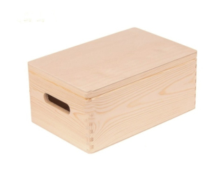 Dřevěná bedýnka - BOX s víkem a úchyty(30x20x13,5cm)