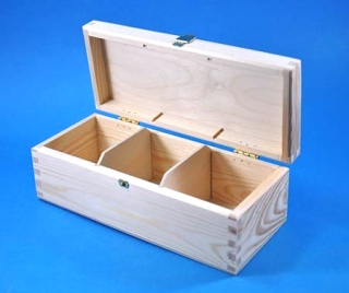 Dřevěná krabička na čaj se zapínáním - 3 komory