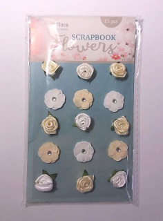 Scrapbook dekorace - KVĚTINKY SAMOLEPÍCÍ, sada 15ks