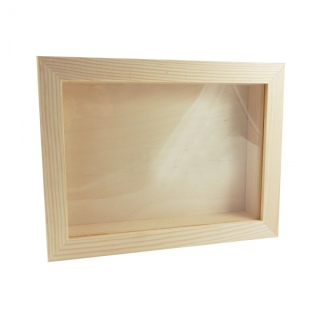 Dřevěná kasička pokladnička se sklem (21x16x4cm)