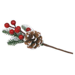 Vánoční dekorace VĚTVIČKA se šiškou (20cm)