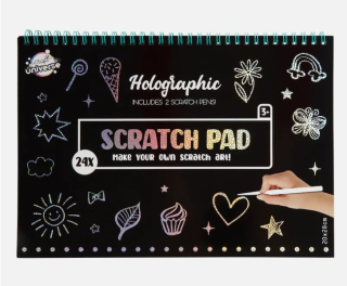 Škrábací blok A4 HOLOGRAFICKÉ MALOVÁNÍ 24listů + 2 pera