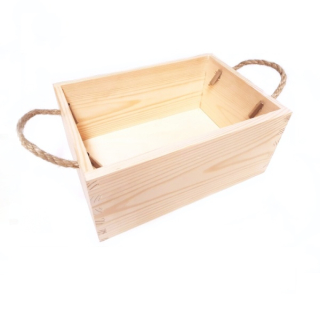 Dřevěná krabička - zásobník s úchyty(24,5x17x11cm)