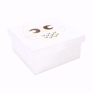 Dřevěné krabičky SOVIČKA, SADA 3ks (18x18cm,15x15cm,12x12cm)