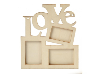 Dřevěný rámeček na fotky LOVE (19,7x16cm)