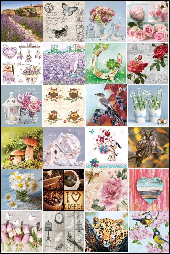 Ubrousky na decoupage Ubrousky na dekupáž