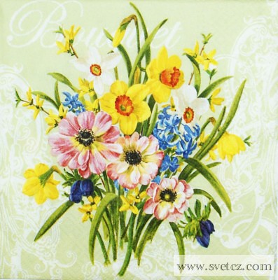 Ubrousek - Jarní květy, zelené