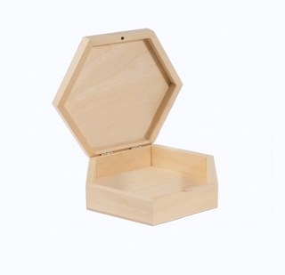 Dřevěná krabička - ŠESTIHRAN malá (15,5x13,5x4cm)