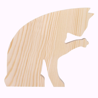 Dekorace - Dřevěná kočička s tlapičkou - VELKÁ  (18cm)