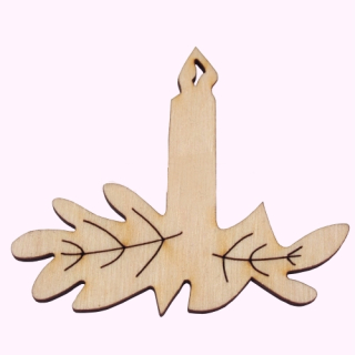 Dřevěné výřezy - Větvička se svíčkou (7,5x6,2cm))